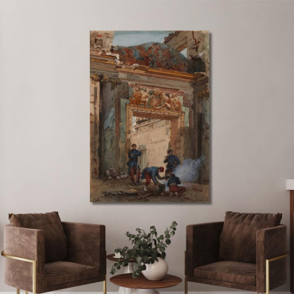 Rovine Del Salone Di Marte Al Palazzo Di Saint-Cloud Nel 1871 Isidore Pils ipl18 quadro stampato su tela