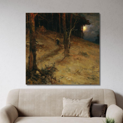 Una Notte Al Chiaro Di Luna Nella Foresta Julius Sergius Klever jsk2 quadro stampato su tela