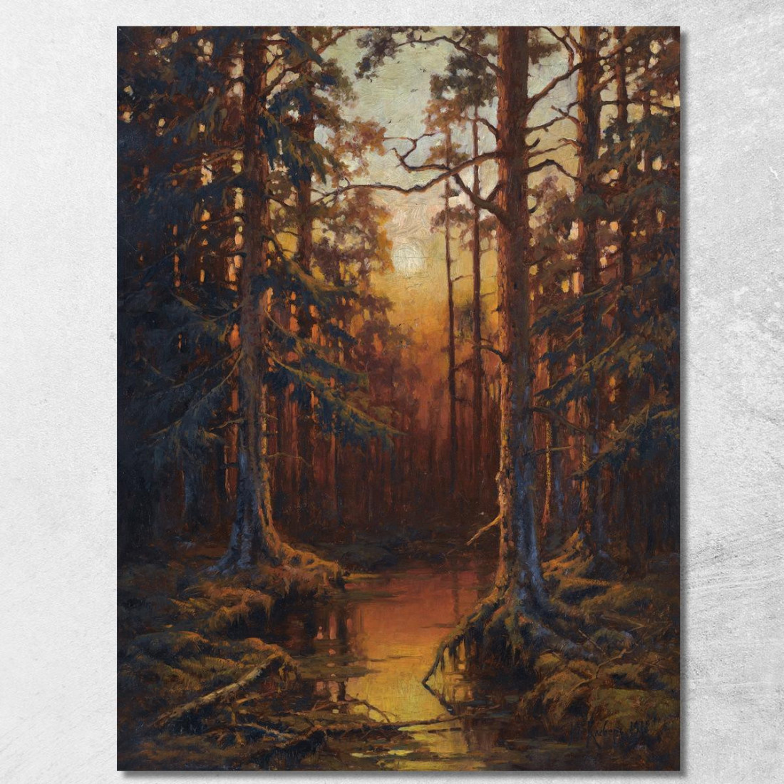 Tramonto Nella Foresta Julius Sergius Klever jsk9 quadro stampato su tela Tramonto Nella Foresta Julius Sergius Klever jsk9 quadro stampato su tela