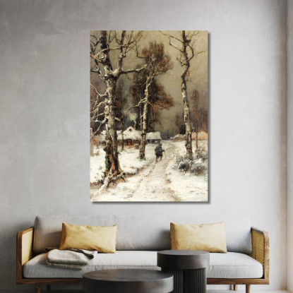 Verso Casa Attraverso Una Foresta Invernale Julius Sergius Klever jsk11 quadro stampato su tela