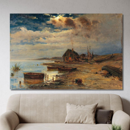 Scena Al Crepuscolo Sulla Costa Baltica Julius Sergius Klever jsk17 quadro stampato su tela