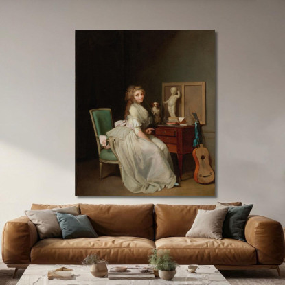Donna In Abito Bianco Seduta Alla Sua Scrivania Louis Léopold Boilly llb14 quadro stampato su tela