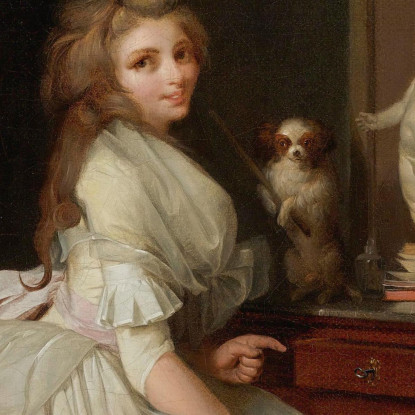 Donna In Abito Bianco Seduta Alla Sua Scrivania Louis Léopold Boilly llb14 quadro stampato su tela