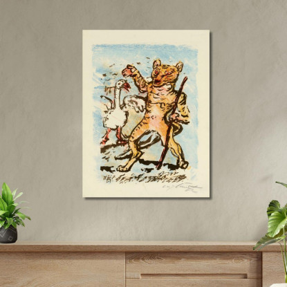 Le Chat Hinze Et Une Oie Chantante Lovis Corinth lcr15 tableau impression sur toile