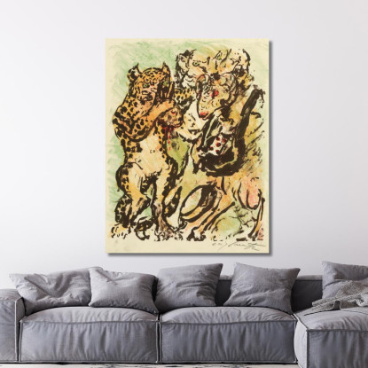 Le Bélier Bokert Et Le Chat Hinze Apportent Devant Le Roi Noble La Tête Du Lièvre Assassiné Lampe Hors Du Sac Lovis Corinth lcr
