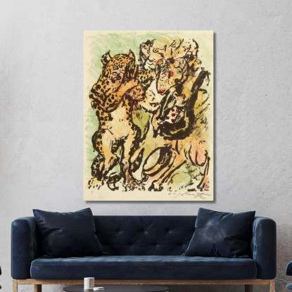 Le Bélier Bokert Et Le Chat Hinze Apportent Devant Le Roi Noble La Tête Du Lièvre Assassiné Lampe Hors Du Sac Lovis Corinth lcr