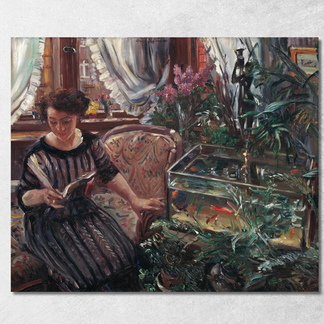 Dame Au Bassin Aux Poissons Rouges Lovis Corinth lcr50 tableau impression sur toile Dame Au Bassin Aux Poissons Rouges Lovis Corinth lcr50 tableau impression sur toile