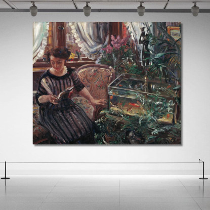 Dame Au Bassin Aux Poissons Rouges Lovis Corinth lcr50 tableau impression sur toile