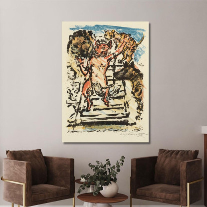 Reinecke Enchaîné Attend Son Exécution Lovis Corinth lcr74 tableau impression sur toile
