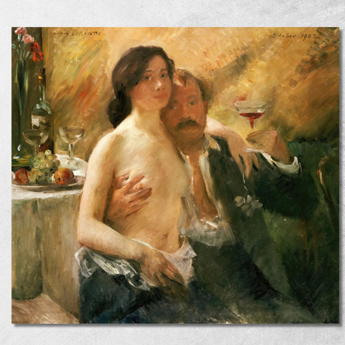 Autoportrait Avec Sa Femme Charlotte Berend-Corinth Et Un Verre De Champagne Lovis Corinth lcr84 tableau impression sur toile Autoportrait Avec Sa Femme Charlotte Berend-Corinth Et Un Verre De Champagne Lovis Corinth lcr84 tableau impression sur toile