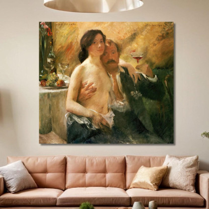 Autoportrait Avec Sa Femme Charlotte Berend-Corinth Et Un Verre De Champagne Lovis Corinth lcr84 tableau impression sur toile