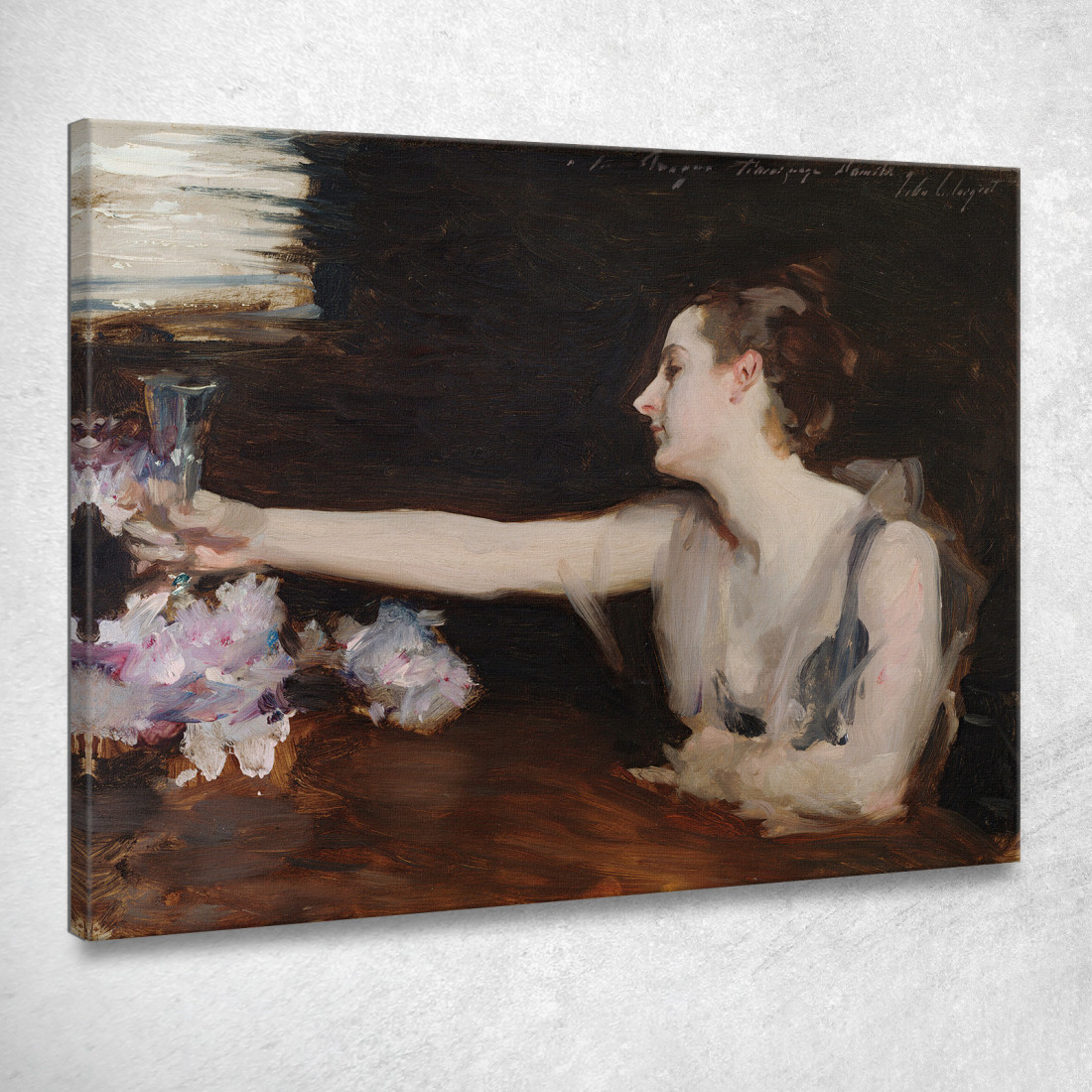 Madame Gautreau Beve Un Brindisi John Singer Sargent jss143 quadro stampato su tela Madame Gautreau Beve Un Brindisi John Singer Sargent jss143 quadro stampato su tela