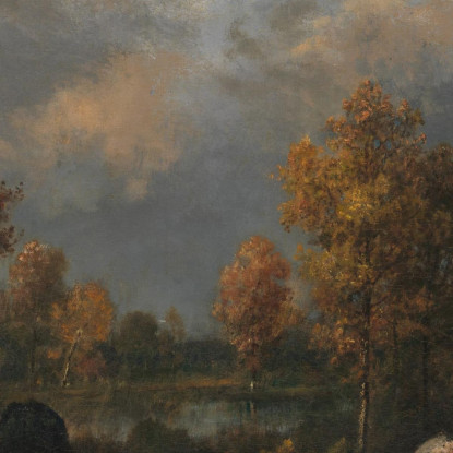 Autunno Lo Stagno Nel Bosco Narcisse-Virgile Diaz de La Peña nvd6 quadro stampato su tela