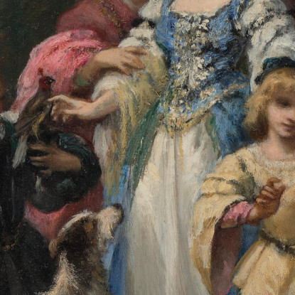 Donna Con I Cani Narcisse-Virgile Diaz de La Peña nvd24 quadro stampato su tela