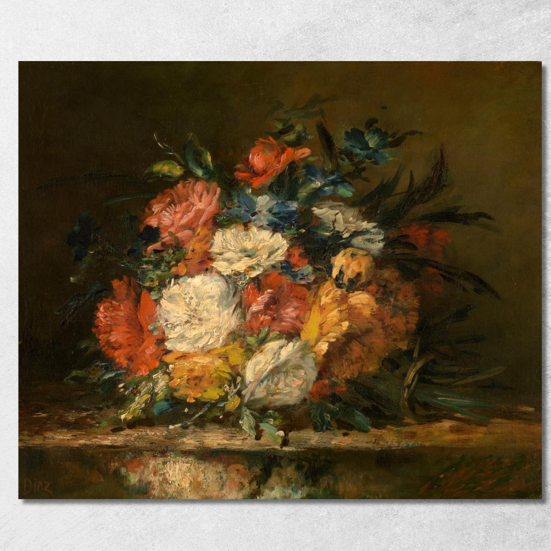 Fiori Narcisse-Virgile Diaz de La Peña nvd27 quadro stampato su tela Fiori Narcisse-Virgile Diaz de La Peña nvd27 quadro stampato su tela
