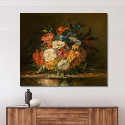Fiori Narcisse-Virgile Diaz de La Peña nvd27 quadro stampato su tela