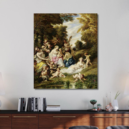 La Festa Degli Amori Narcisse-Virgile Diaz de La Peña nvd37 quadro stampato su tela