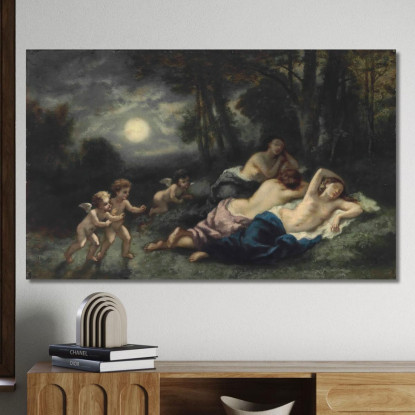Il Sonno Delle Ninfe Nella Notte Narcisse-Virgile Diaz de La Peña nvd42 quadro stampato su tela