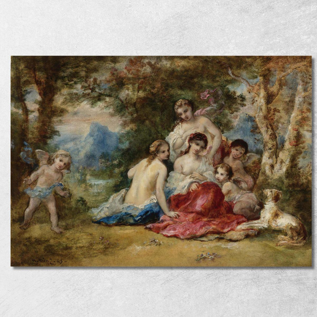 Le Amadriadi Narcisse-Virgile Diaz de La Peña nvd44 quadro stampato su tela Le Amadriadi Narcisse-Virgile Diaz de La Peña nvd44 quadro stampato su tela