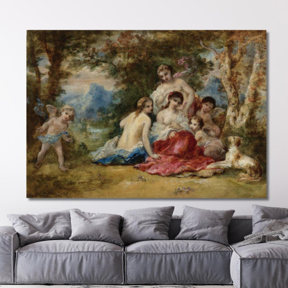 Le Amadriadi Narcisse-Virgile Diaz de La Peña nvd44 quadro stampato su tela