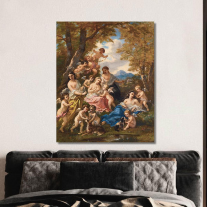 Ninfe E Amori Narcisse-Virgile Diaz de La Peña nvd50 quadro stampato su tela