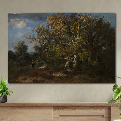 Contadina Nella Foresta D'Autunno Narcisse-Virgile Diaz de La Peña nvd54 quadro stampato su tela
