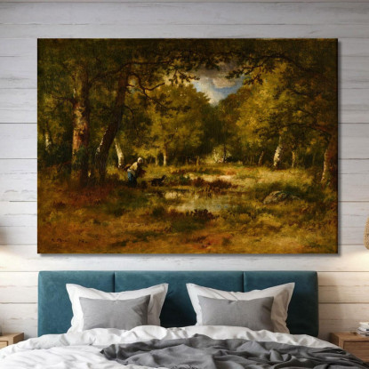 Sottobosco Narcisse-Virgile Diaz de La Peña nvd63 quadro stampato su tela