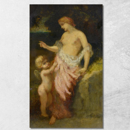 Venere E Cupido Narcisse-Virgile Diaz de La Peña nvd80 quadro stampato su tela