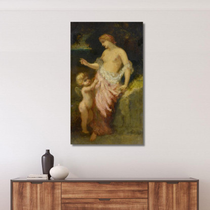 Venere E Cupido Narcisse-Virgile Diaz de La Peña nvd80 quadro stampato su tela