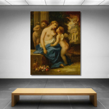 Venere E Cupidi Narcisse-Virgile Diaz de La Peña nvd81 quadro stampato su tela