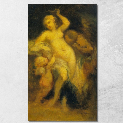 Venere Disarma Cupido Narcisse-Virgile Diaz de La Peña nvd82 quadro stampato su tela