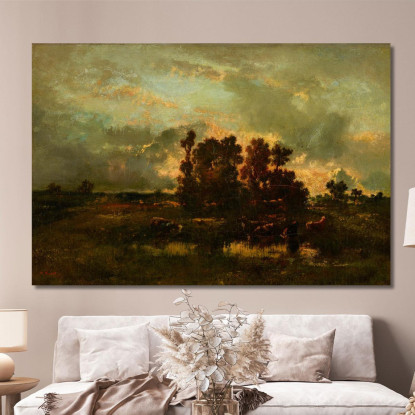 Pascolo Umido Narcisse-Virgile Diaz de La Peña nvd86 quadro stampato su tela