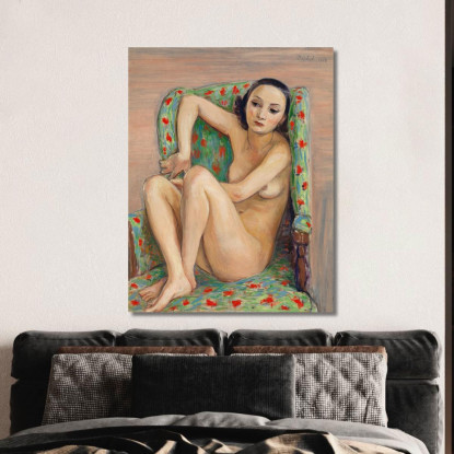 Modella Su Una Sedia Verde Nils Dardel ndr32 quadro stampato su tela