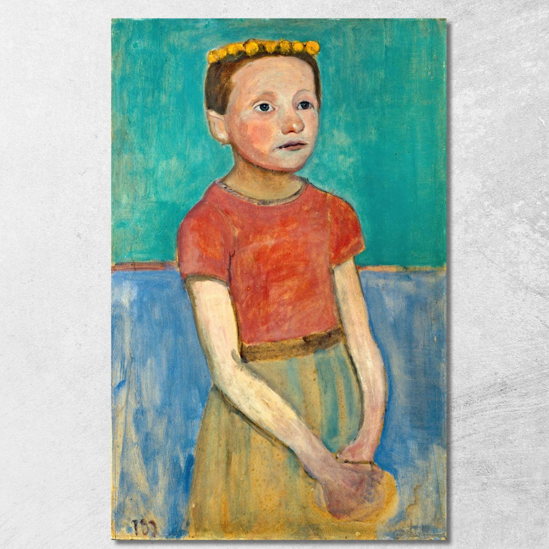 Mezza Figura Di Una Ragazza Con Una Corona Gialla Tra I Capelli Paula Modersohn-Becker pmb22 quadro stampato su tela Mezza Figura Di Una Ragazza Con Una Corona Gialla Tra I Capelli Paula Modersohn-Becker pmb22 quadro stampato su tela