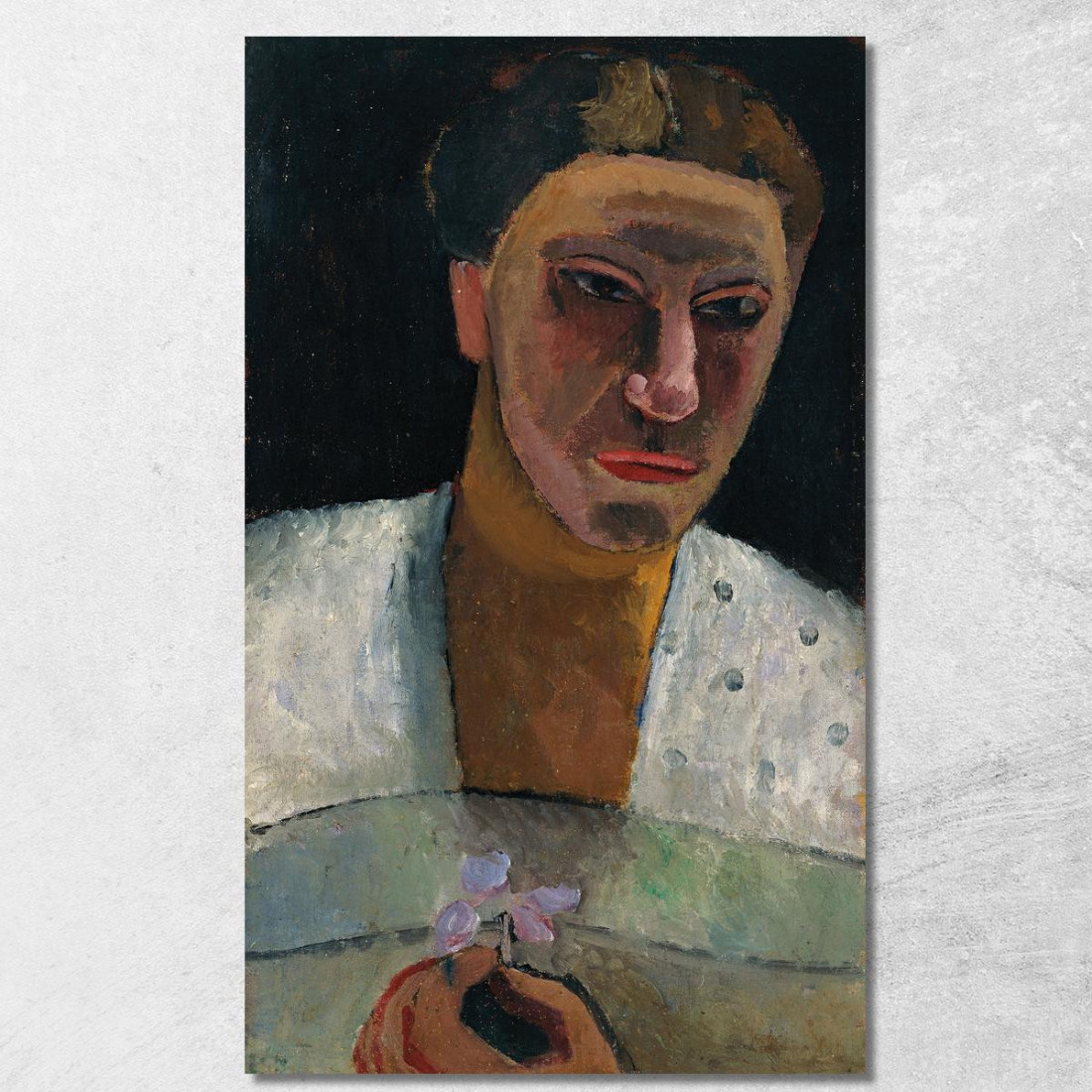 Ritratto A Mezza Figura Di Lee Hoetger Con Fiore Paula Modersohn-Becker pmb23 quadro stampato su tela Ritratto A Mezza Figura Di Lee Hoetger Con Fiore Paula Modersohn-Becker pmb23 quadro stampato su tela