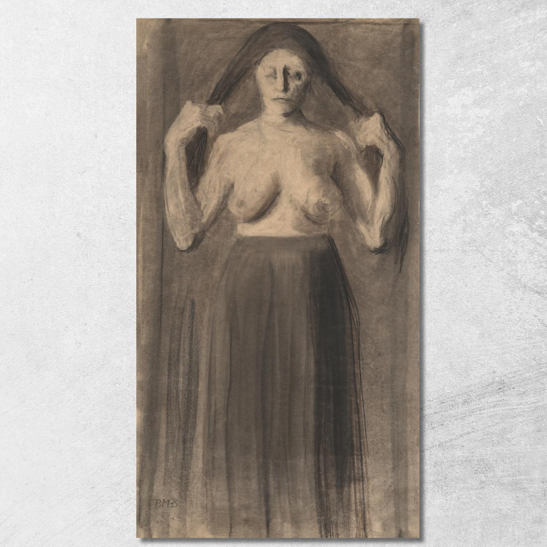 Donna Seminudа Che Tiene I Capelli Separati Paula Modersohn-Becker pmb24 quadro stampato su tela Donna Seminudа Che Tiene I Capelli Separati Paula Modersohn-Becker pmb24 quadro stampato su tela