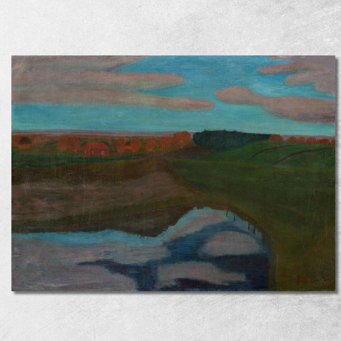 Paesaggio Autunnale Al Weyerberg Con Stagno Paula Modersohn-Becker pmb26 quadro stampato su tela Paesaggio Autunnale Al Weyerberg Con Stagno Paula Modersohn-Becker pmb26 quadro stampato su tela
