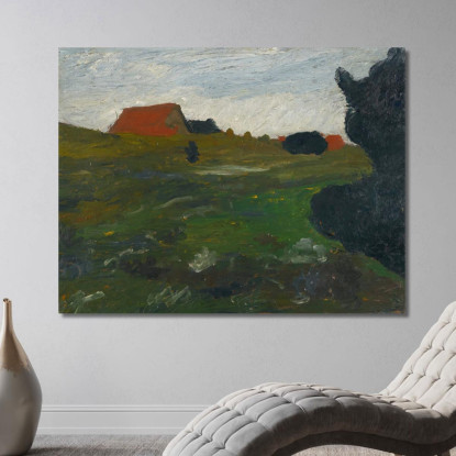 Paesaggio Con Cespuglio E Case Rosse Paula Modersohn-Becker pmb29 quadro stampato su tela