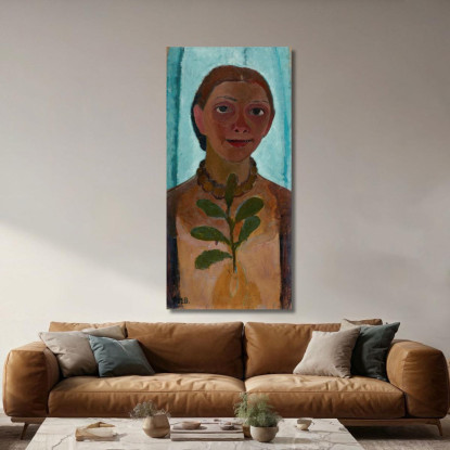 Autoritratto Con Un Ramo Di Camelia Paula Modersohn-Becker pmb41 quadro stampato su tela