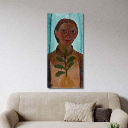 Autoritratto Con Un Ramo Di Camelia Paula Modersohn-Becker pmb41 quadro stampato su tela