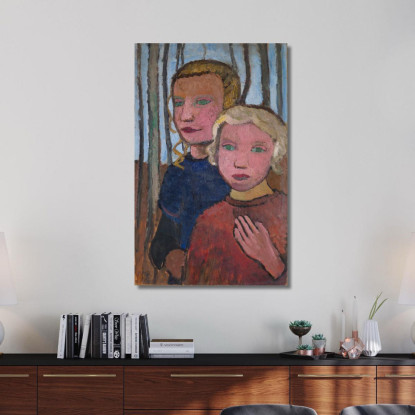 Due Ragazze Davanti A Betulle Paula Modersohn-Becker pmb51 quadro stampato su tela