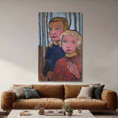 Due Ragazze Davanti A Betulle Paula Modersohn-Becker pmb51 quadro stampato su tela