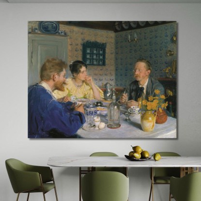 Una Colazione. L'Artista Sua Moglie E Lo Scrittore Otto Benzon Peder Severin Krøyer psk1 quadro stampato su tela