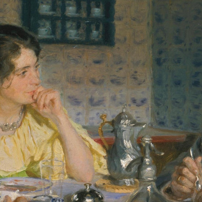 Una Colazione. L'Artista Sua Moglie E Lo Scrittore Otto Benzon Peder Severin Krøyer psk1 quadro stampato su tela