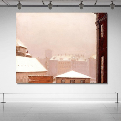 Tetti Di Copenaghen Sotto La Neve Peder Severin Krøyer psk16 quadro stampato su tela