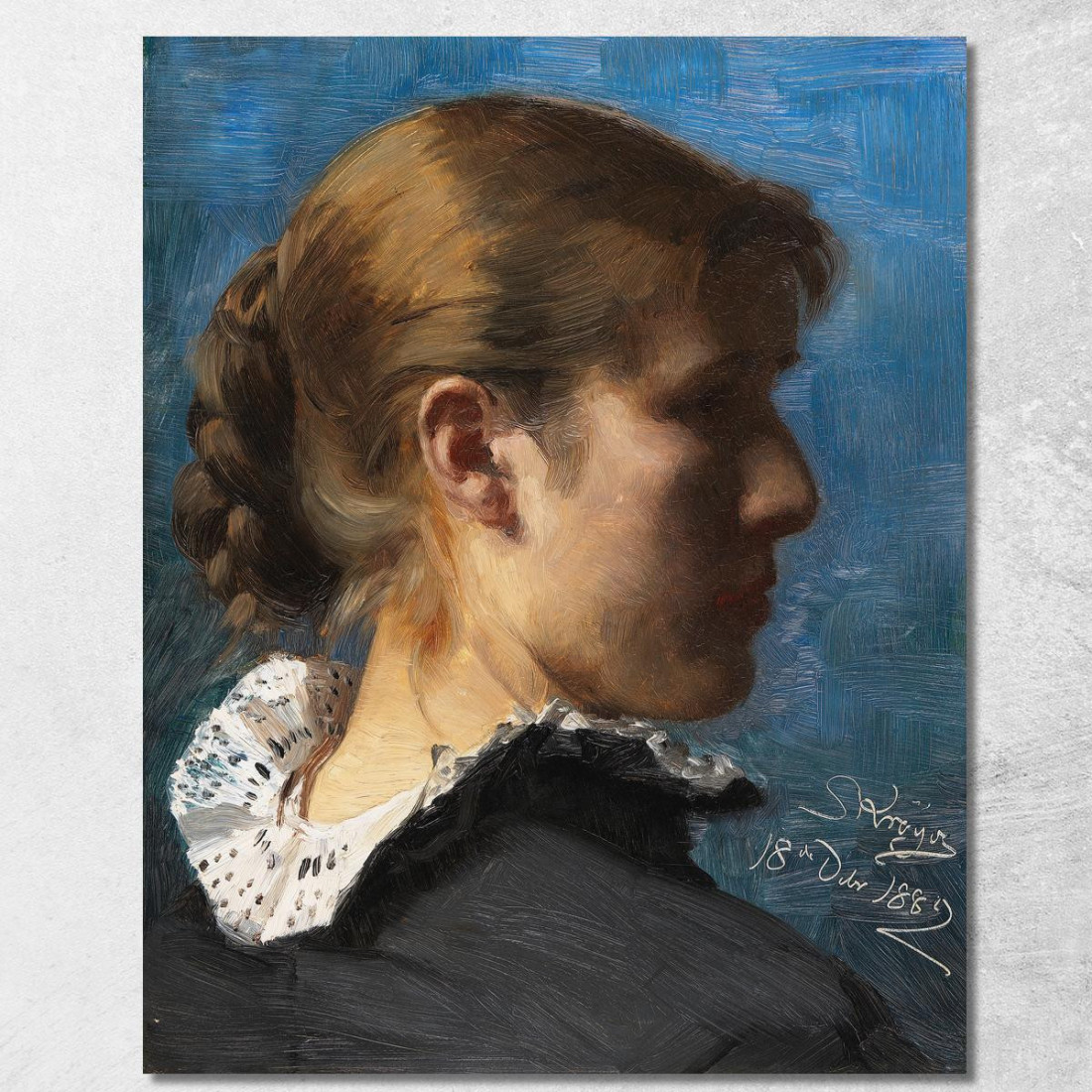 Ritratto Di Una Giovane Donna Di Profilo Peder Severin Krøyer psk40 quadro stampato su tela Ritratto Di Una Giovane Donna Di Profilo Peder Severin Krøyer psk40 quadro stampato su tela