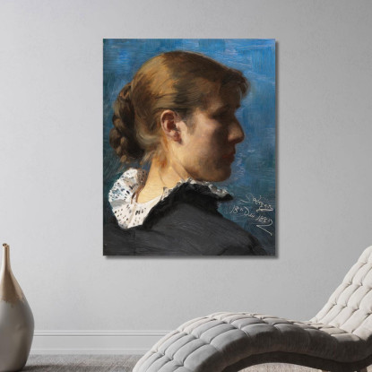 Ritratto Di Una Giovane Donna Di Profilo Peder Severin Krøyer psk40 quadro stampato su tela