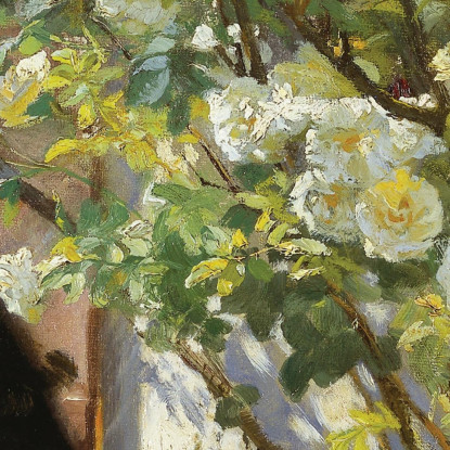 Rose. Marie Krøyer Seduta Sulla Sedia A Sdraio Nel Giardino Della Casa Della Signora Bendsen Peder Severin Krøyer psk50 quadro