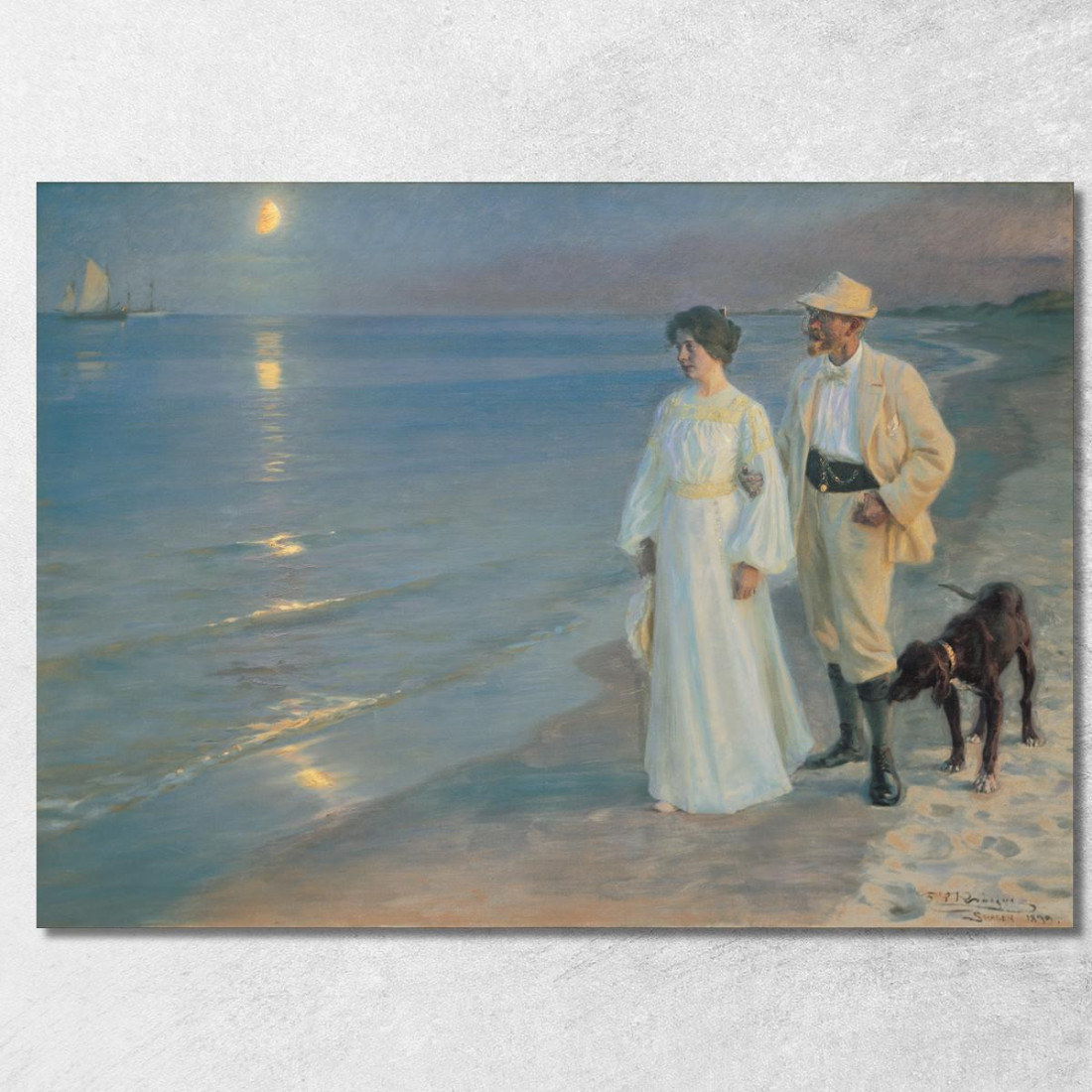 Sera D'Estate Sulla Spiaggia Di Skagen. Il Pittore E Sua Moglie Peder Severin Krøyer psk56 quadro stampato su tela Sera D'Estate Sulla Spiaggia Di Skagen. Il Pittore E Sua Moglie Peder Severin Krøyer psk56 quadro stampato su tela