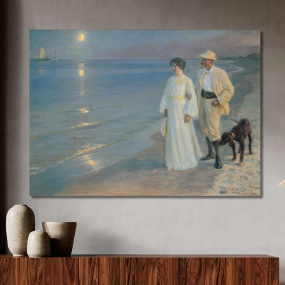 Sera D'Estate Sulla Spiaggia Di Skagen. Il Pittore E Sua Moglie Peder Severin Krøyer psk56 quadro stampato su tela